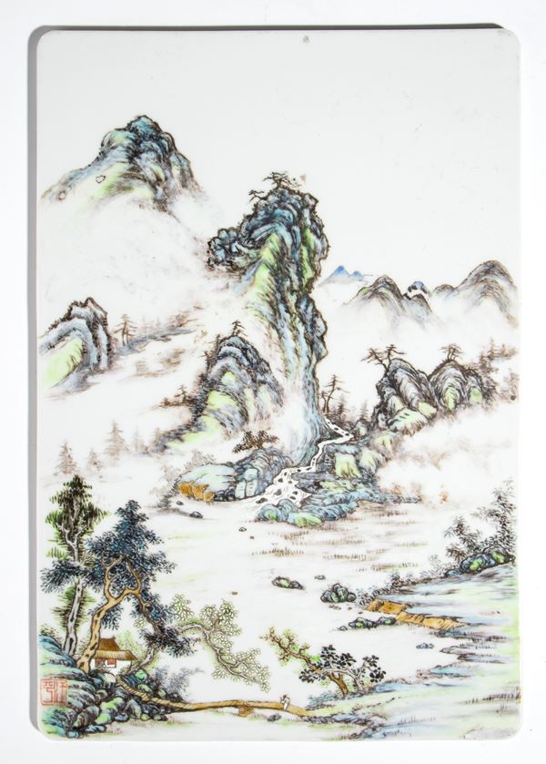 Porcelain tile with Shan Shui decoration, China