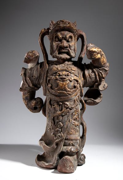 Figura di Guan Yu, scultura in legno, Cina, XX secolo