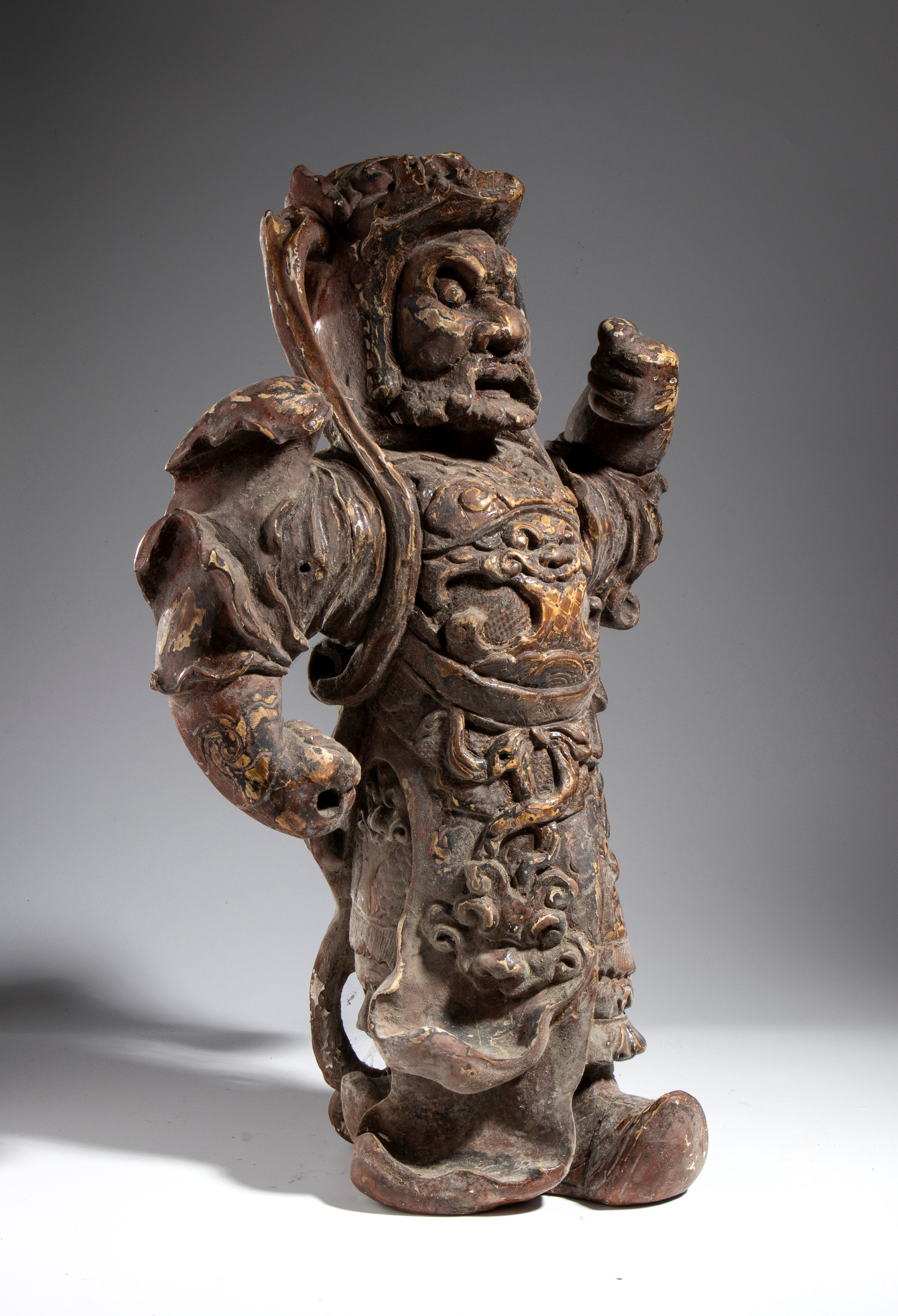 Figura di Guan Yu, scultura in legno, Cina, XX secolo