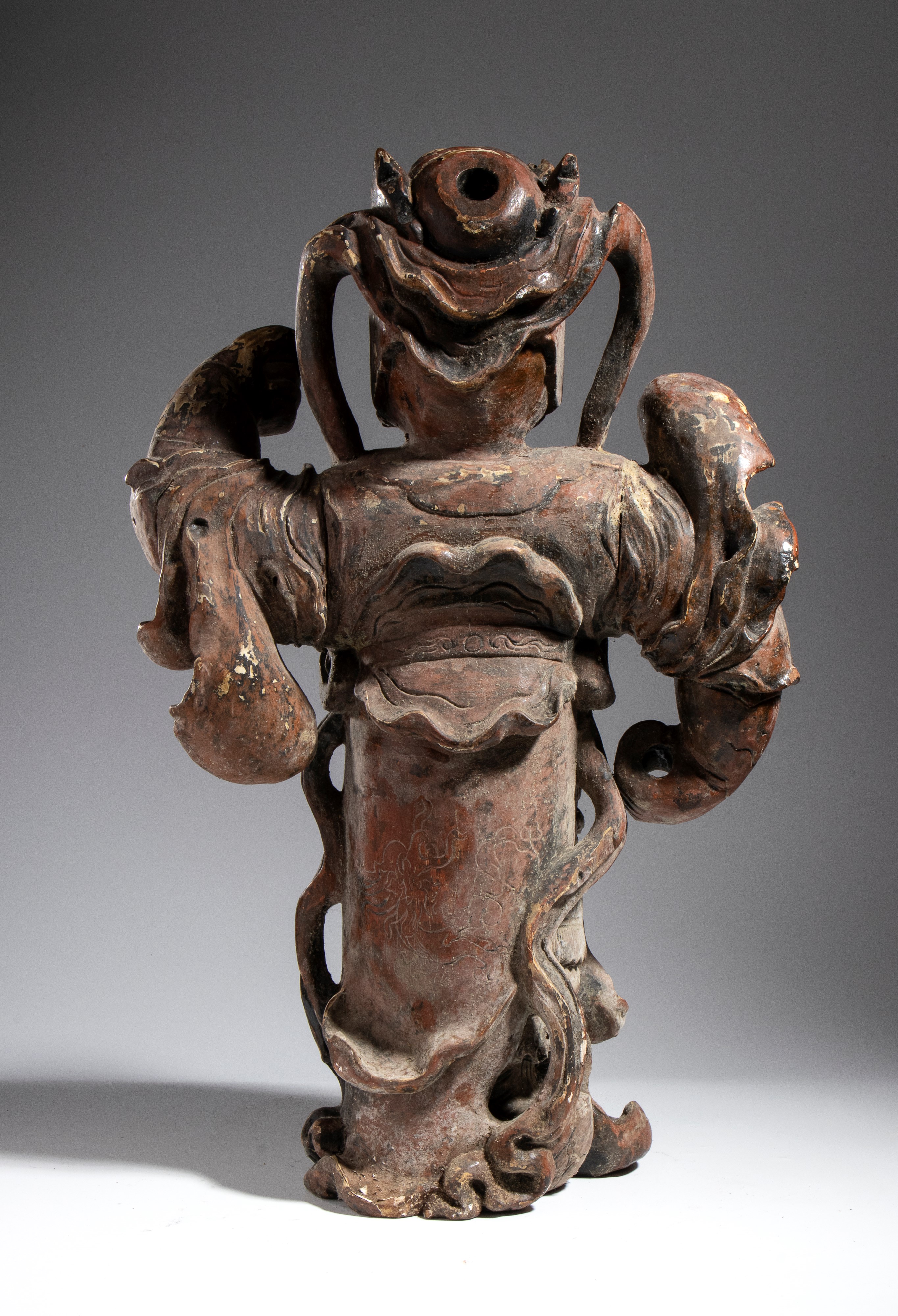 Figura di Guan Yu, scultura in legno, Cina, XX secolo