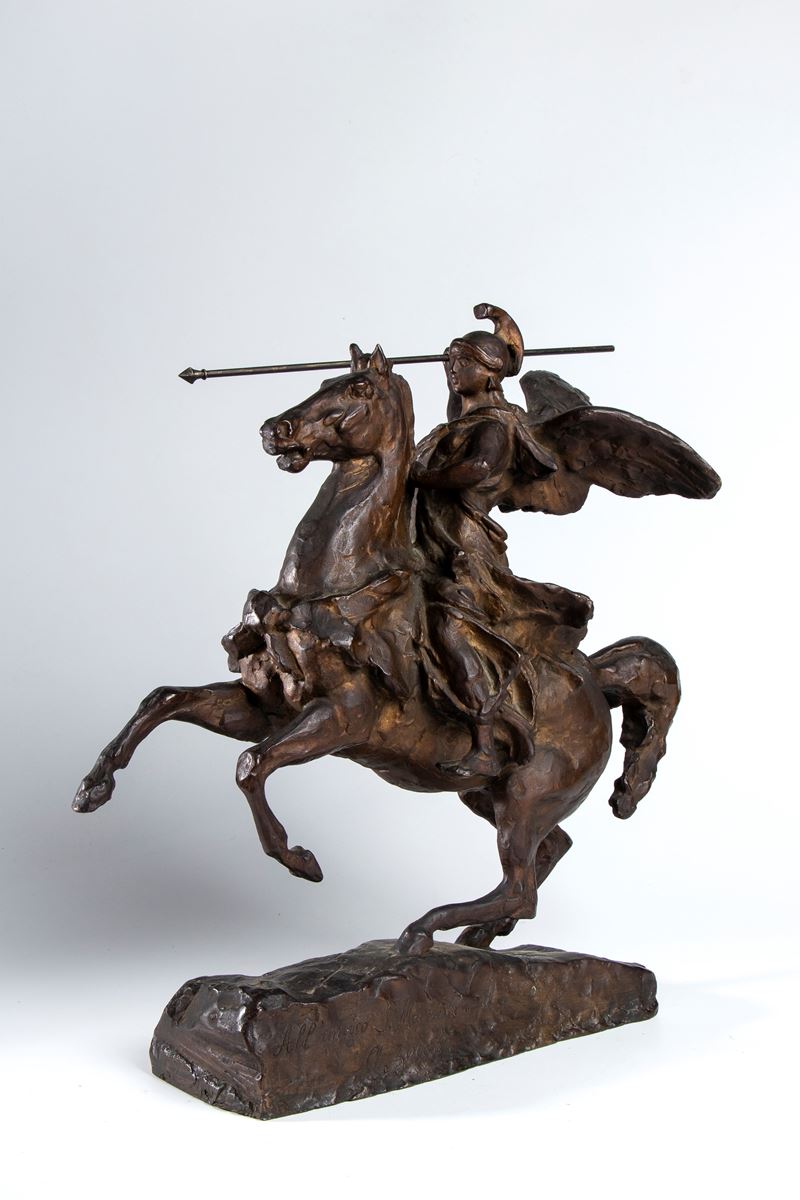 Arnaldo Zocchi, Allegoria della Vittoria a cavallo, fusione di bronzo a cera persa