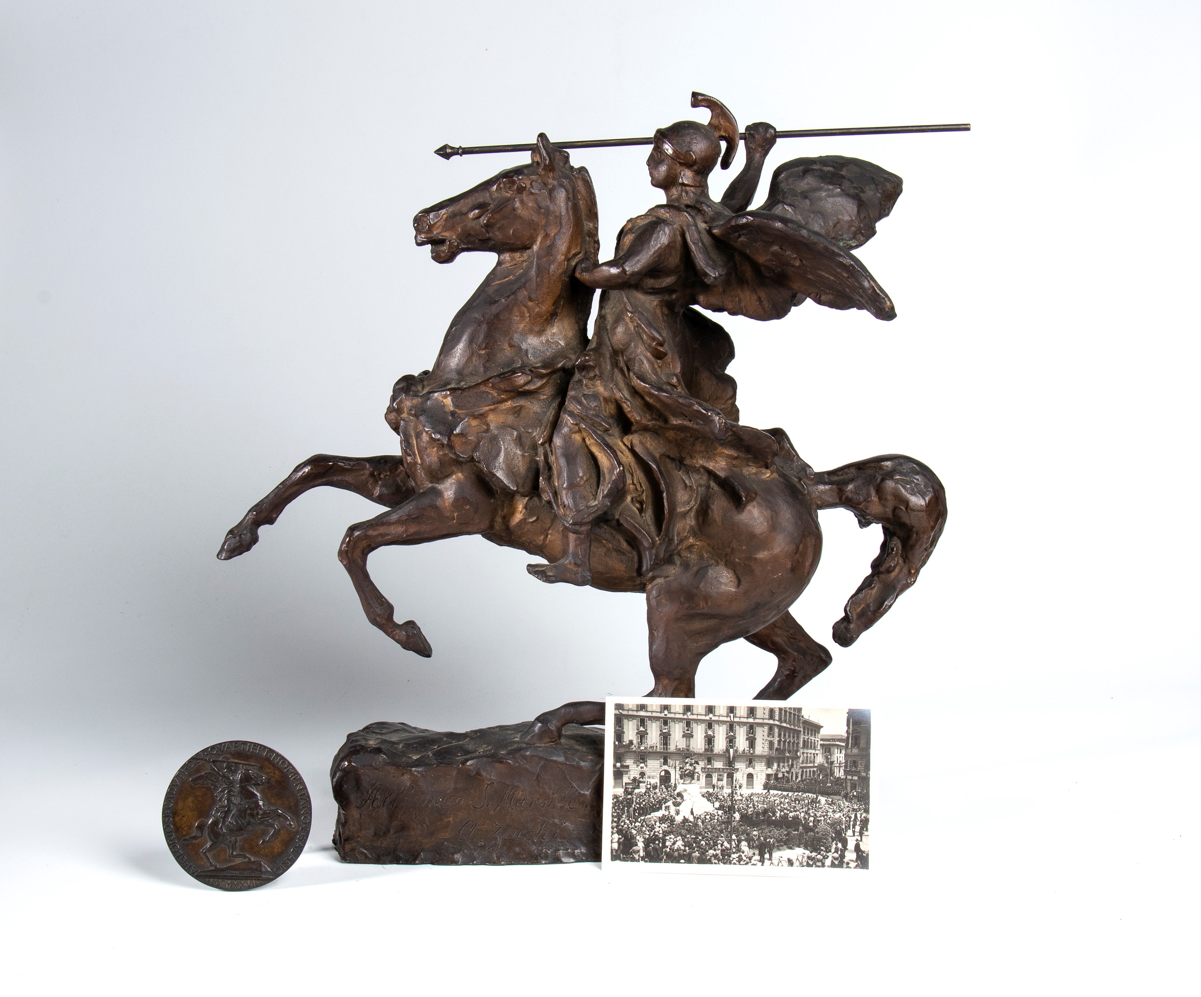 Arnaldo Zocchi, Allegoria della Vittoria a cavallo, fusione di bronzo a cera persa