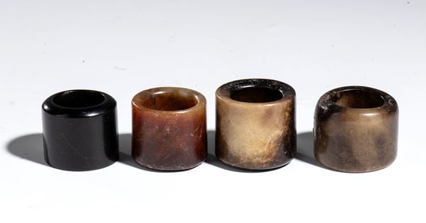 Group of four jade archer's rings, China