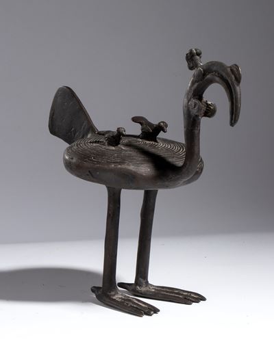 Uccello in bronzo, scultura in fusione a cera persa, XX secolo