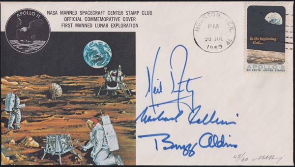 USA - Astrophilately, Apollo 11 “First Men to Walk on the Moon” letter signed by the entire crew.