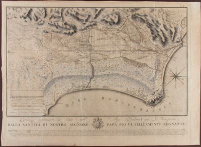 Carta dell'Agro Pontino già bonificato, acquaforte, 1795