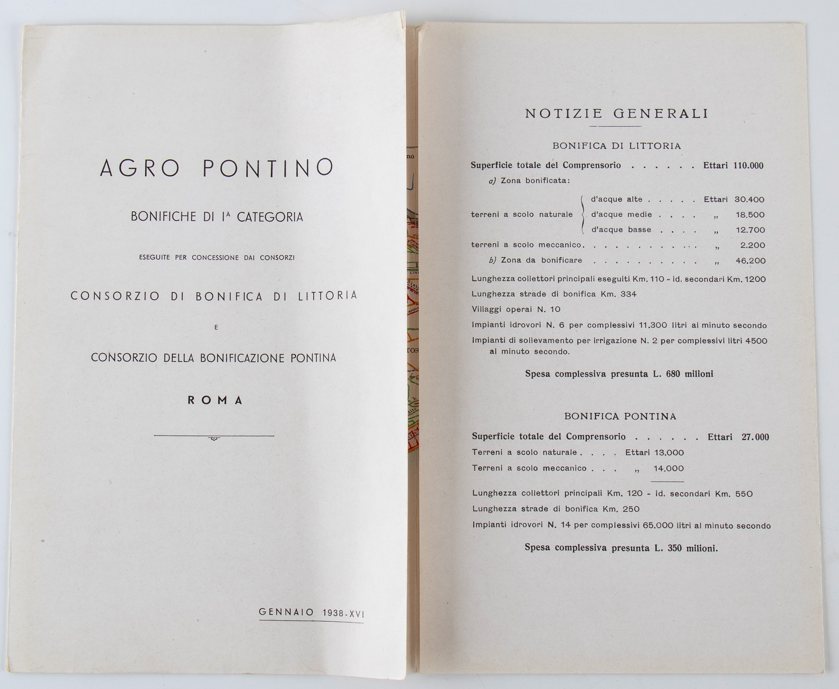 Italia - Agro Pontino, Provincia Ecclesiastica di Capua, Litografia colorata su carta non vergata