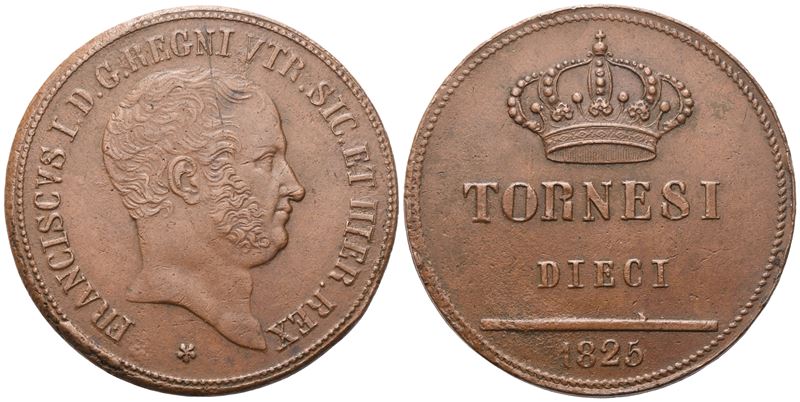 Francesco I di Borbone, Napoli (Regno delle Due Sicilie), 10 Tornesi 1825