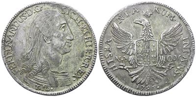 Ferdinando III di Borbone (1759-1816), 12 Tarì 1796 di Palermo, moneta in argento