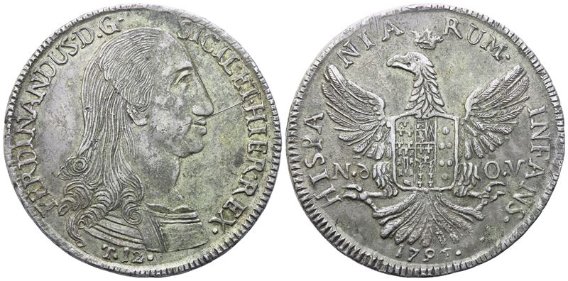 Ferdinando III di Borbone (1759-1816), 12 Tarì 1796 di Palermo, moneta in argento