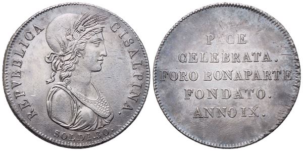 MILANO. Repubblica Cisalpina (1800-1802). 30 Soldi 1800-1801 – Anno IX; Ag (7,20 g; 28,6 mm)