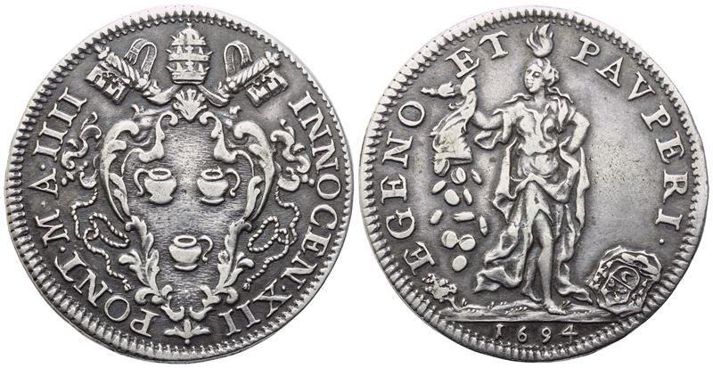 Innocenzo XII, Testone 1694 (Anno IVI) dello Stato Pontificio