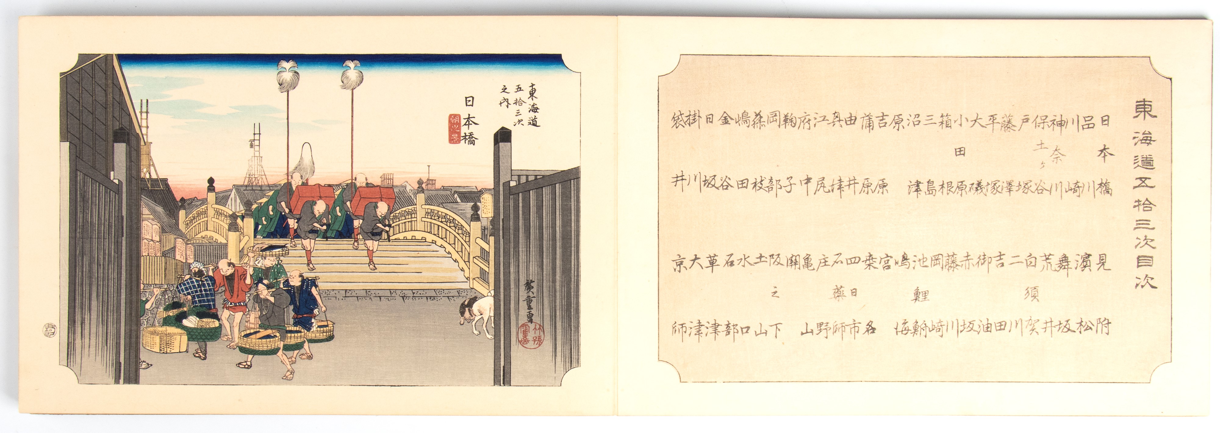 Katsushika Hokusai, Raccolta di prova di stampa con caratteri 'Tokaido gojusantsugi tsuzukie'