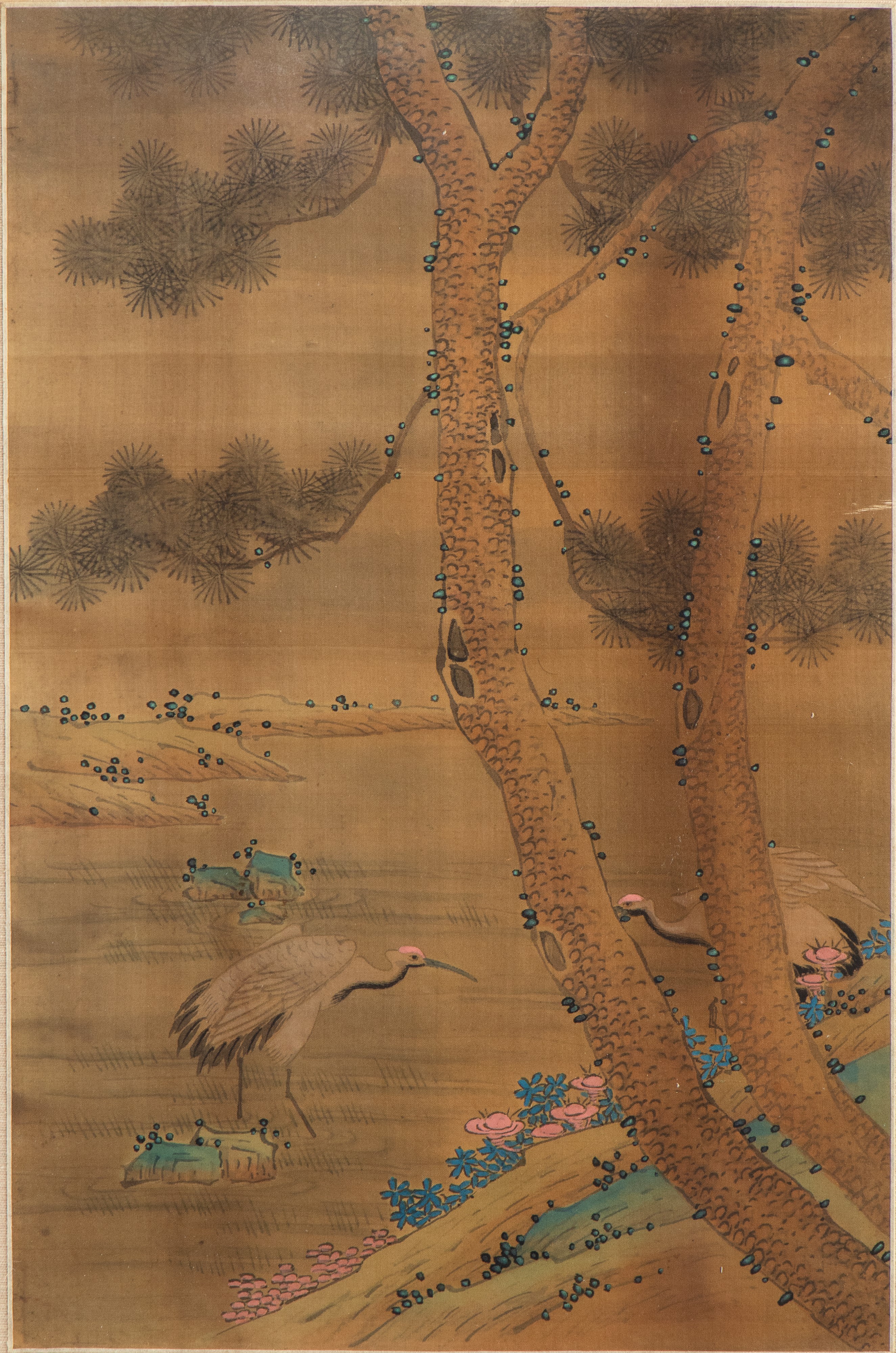 Coppia di stampe, paesaggio naturalistico con Gru, Cina, 1956 circa