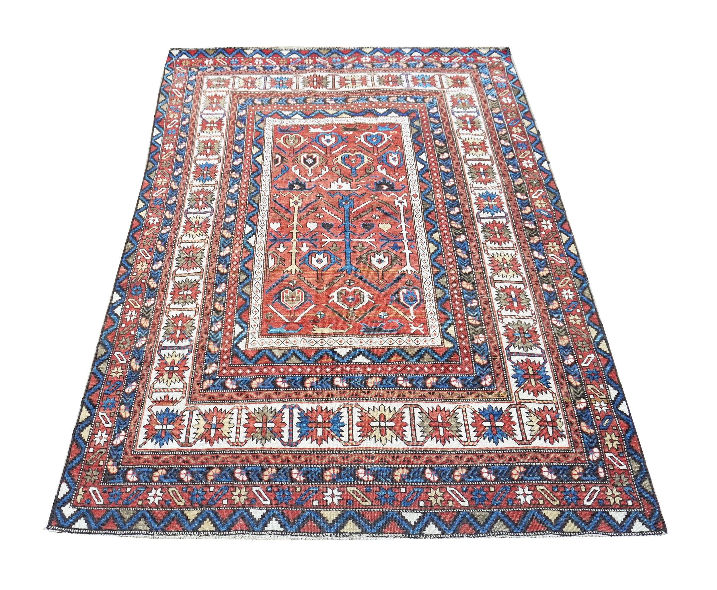 Tappeto Shirvan a fondo rosso