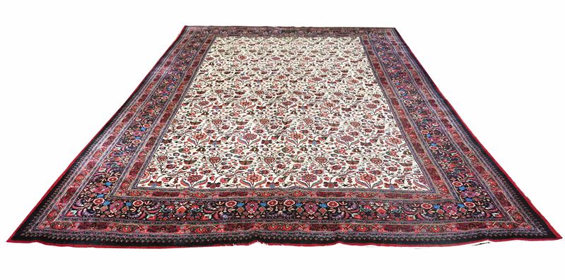 Tappeto Mashad a fondo bianco