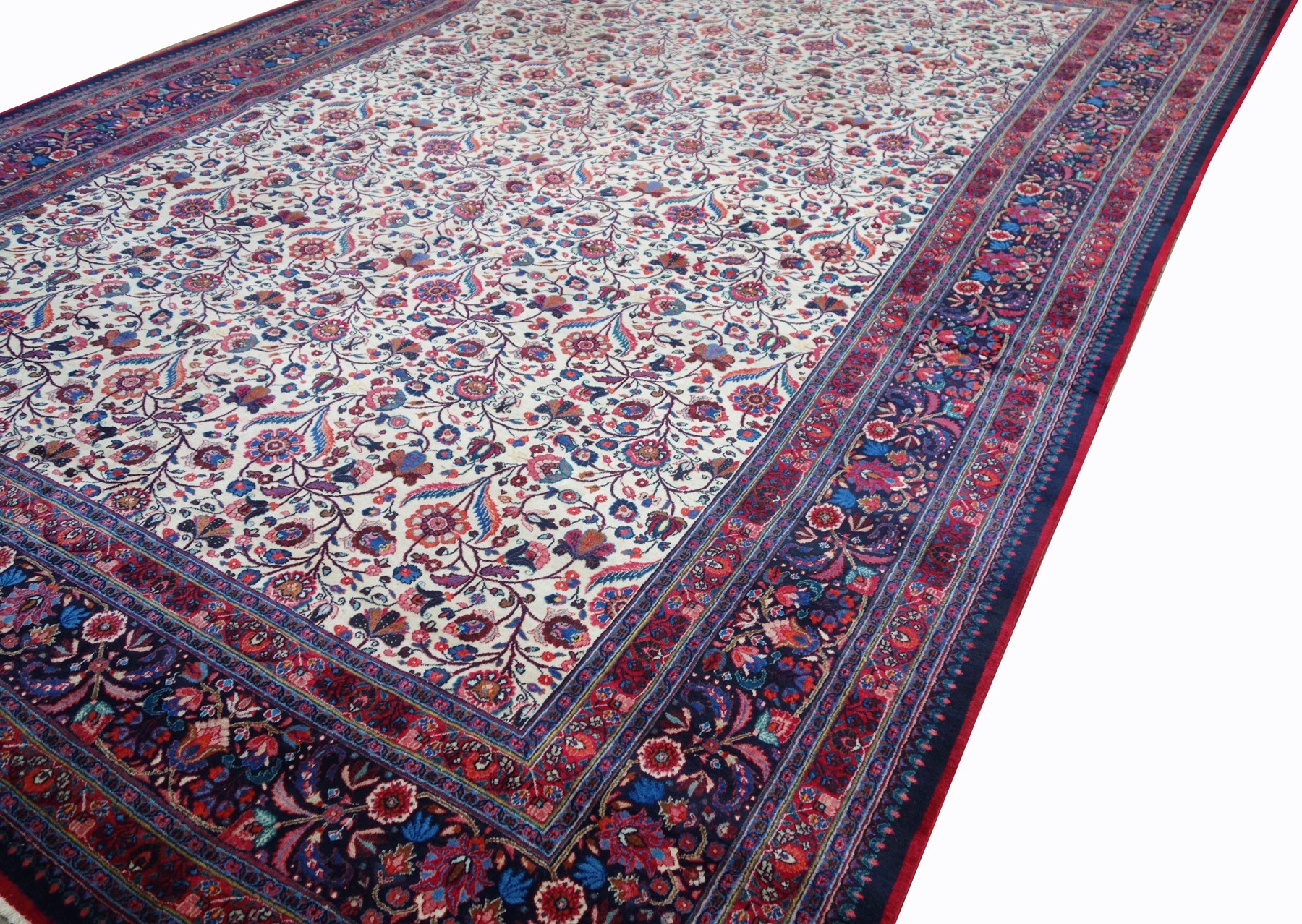 Tappeto Mashad a fondo bianco