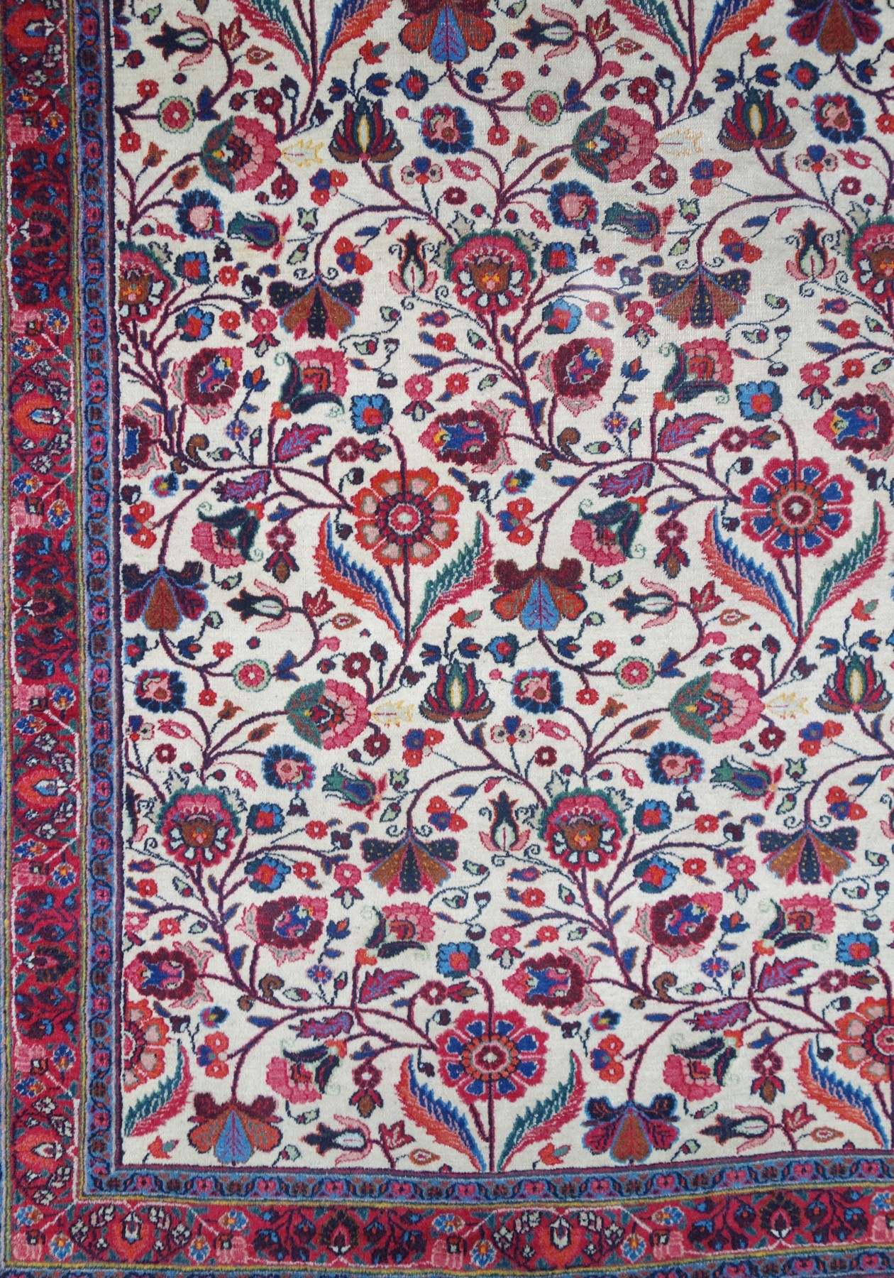 Tappeto Mashad a fondo bianco