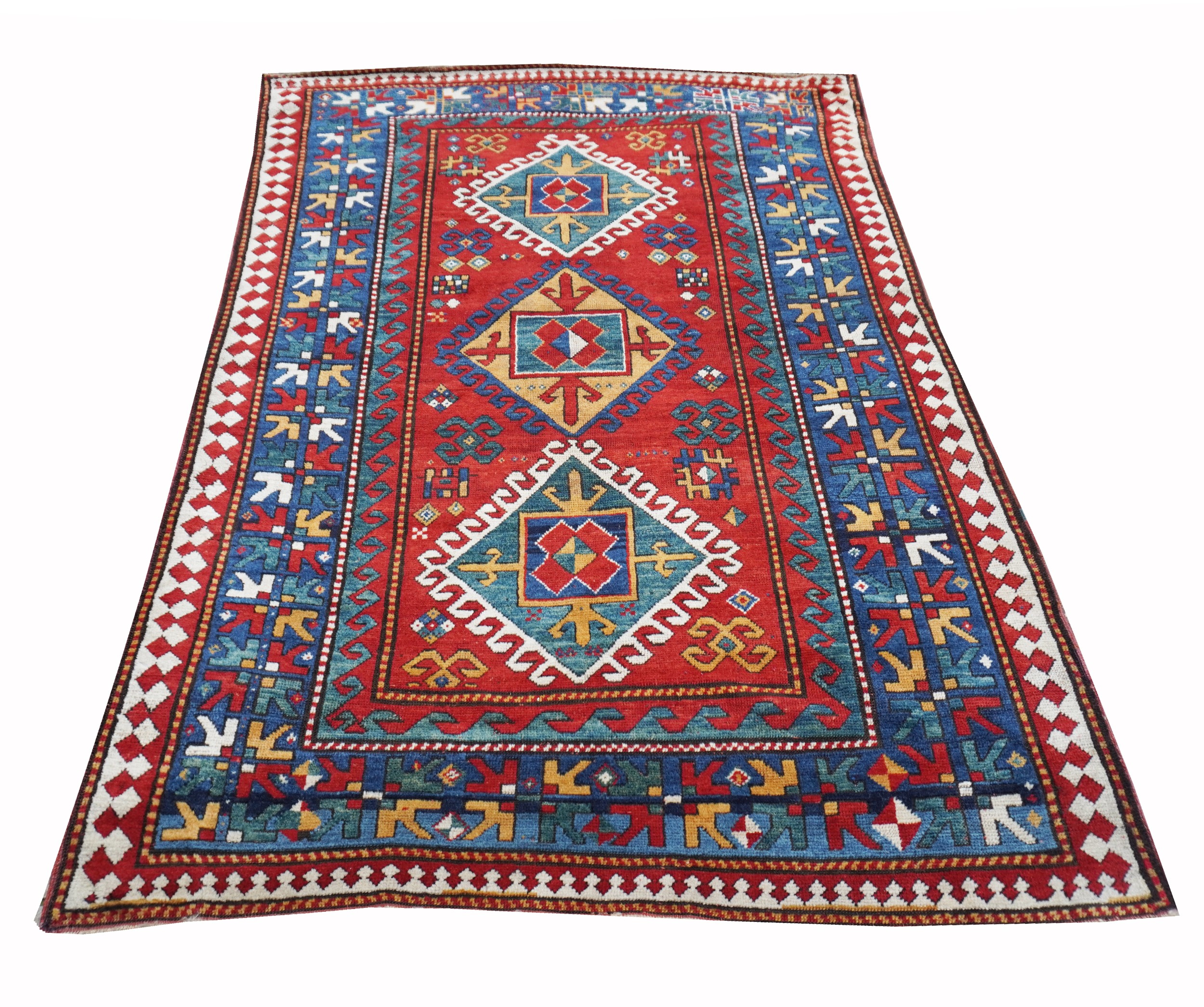 Tappeto Kazak a rombi uncinati