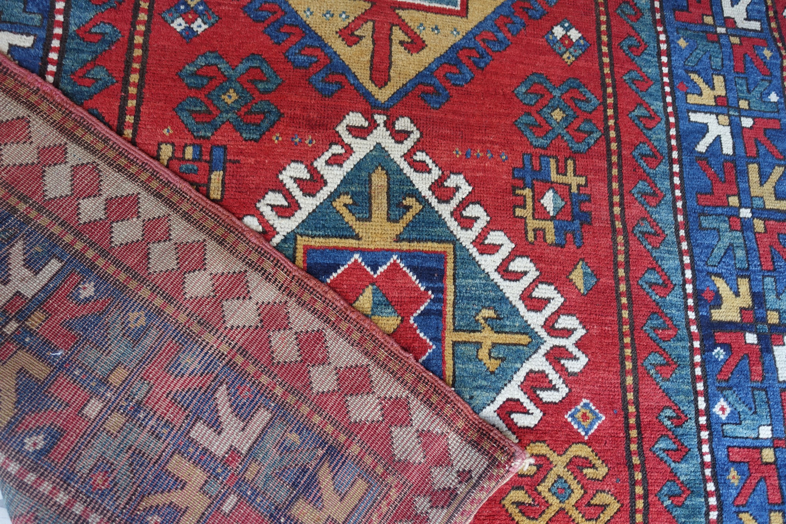 Tappeto Kazak a rombi uncinati