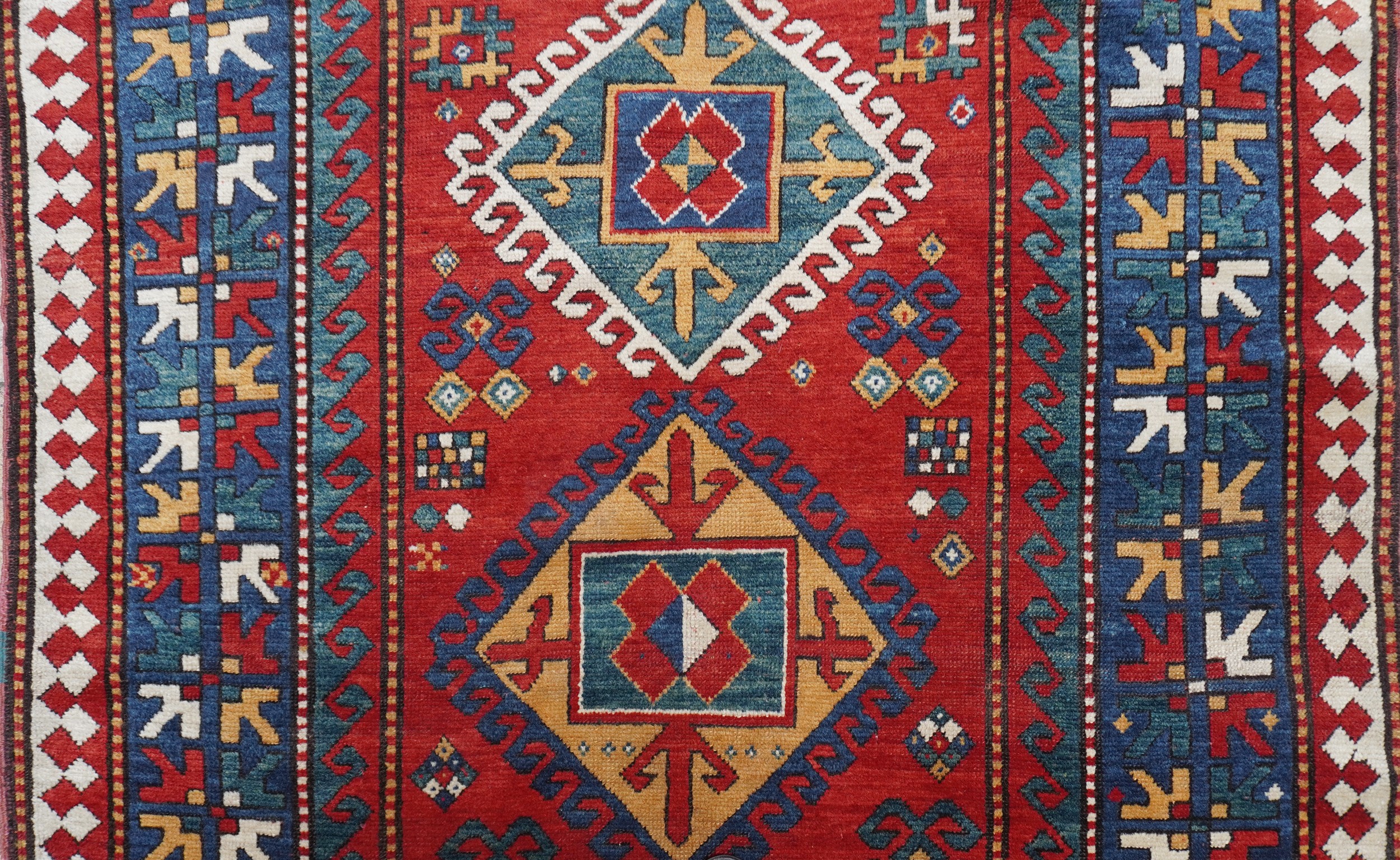 Tappeto Kazak a rombi uncinati