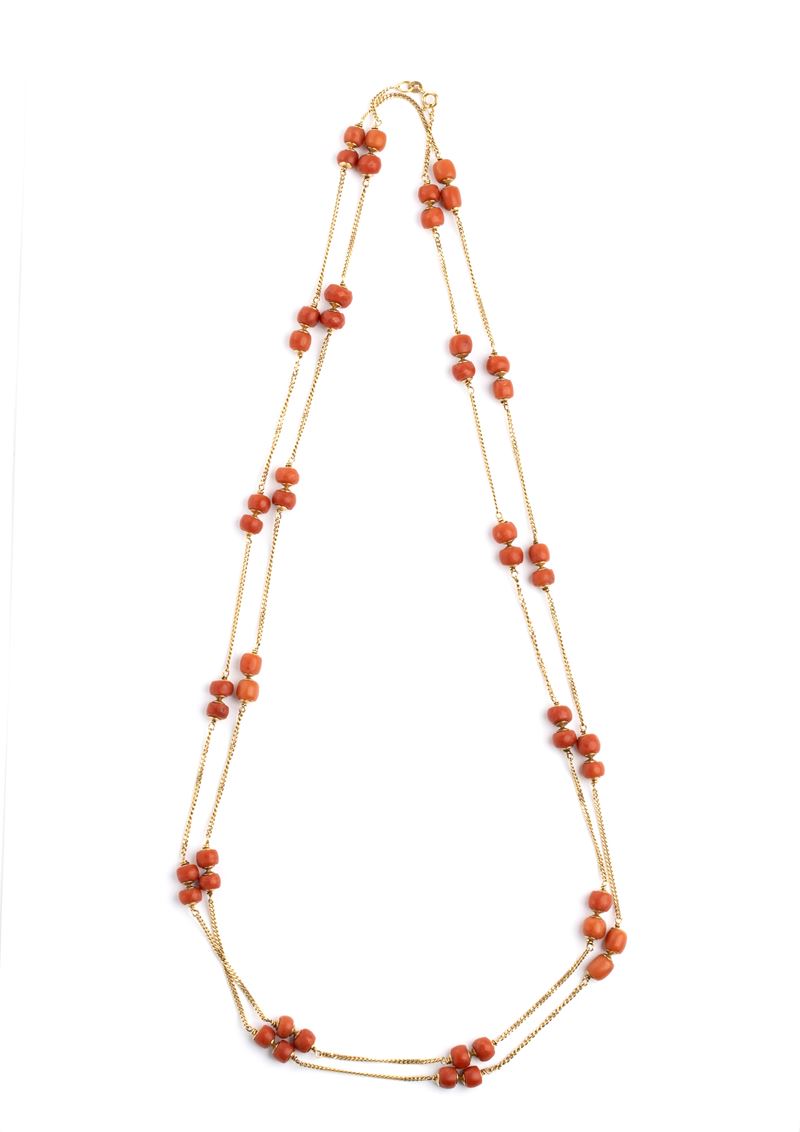 Collana in oro e corallo rosso del Mediterraneo