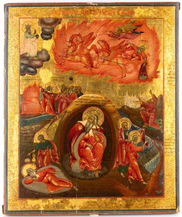 Russian icon depicting the Ascension of the Prophet Elijah