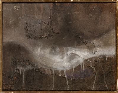 Study, fragments in a grey 2 - Tecnica mista su tela