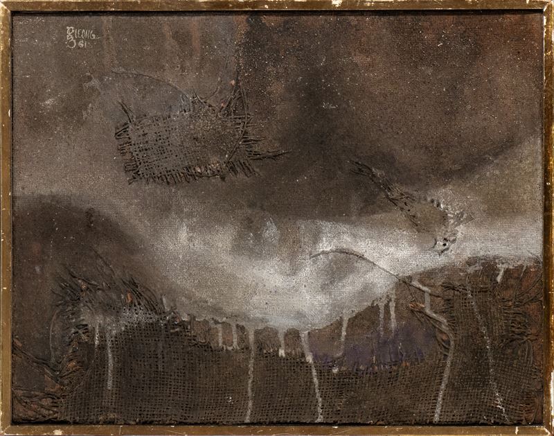 James Chan Leon - Study, fragments in a grey 2 - Tecnica mista su tela