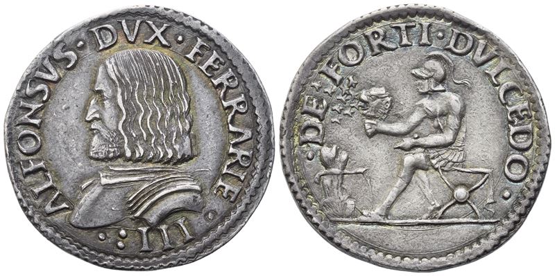 FERRARA. Alfonso I d'Este (1505-1534). Testone; Ag (9,66 g; 28,75 mm)