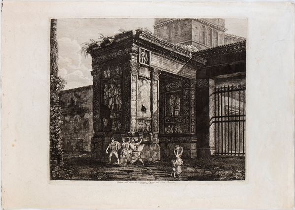 Veduta dell'Arco di Settimio Severo nel Foro Boario