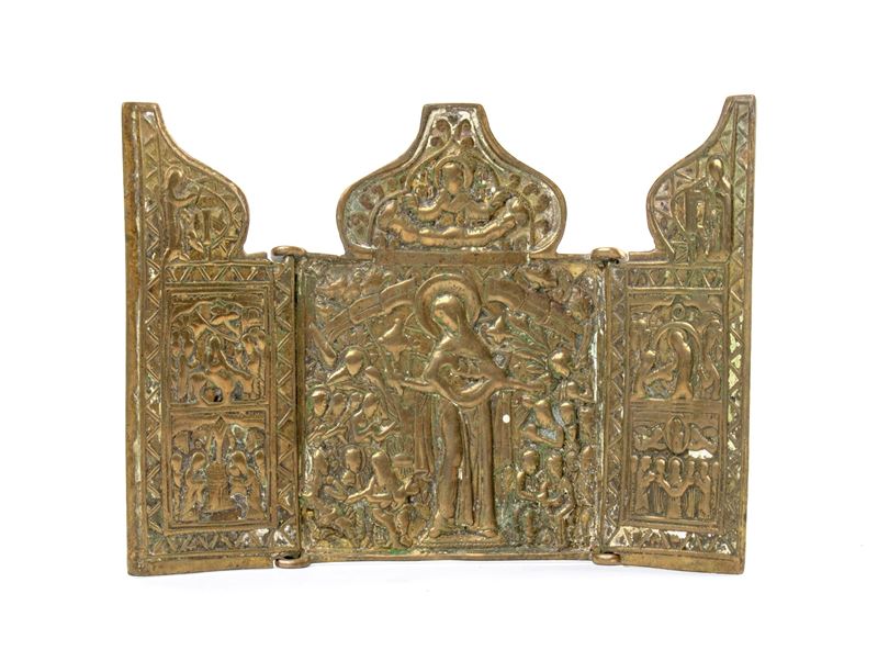 Fusione in bronzo, Trittico da viaggio raffigurante la Madre della Consolazione