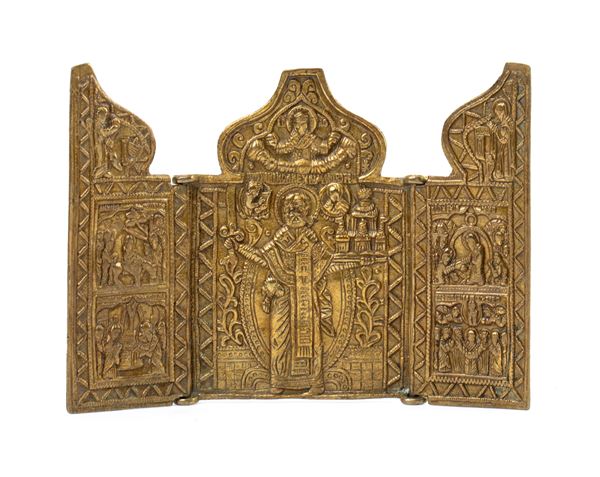 Traveling triptych depicting Saint Nicholas of Mozhaisk