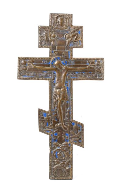 Croce da kiot, fusione in bronzo con smalti policromi, XIX secolo