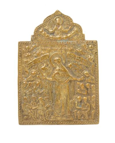 Madre della Consolazione, icona da viaggio in fusione di bronzo, XIX secolo