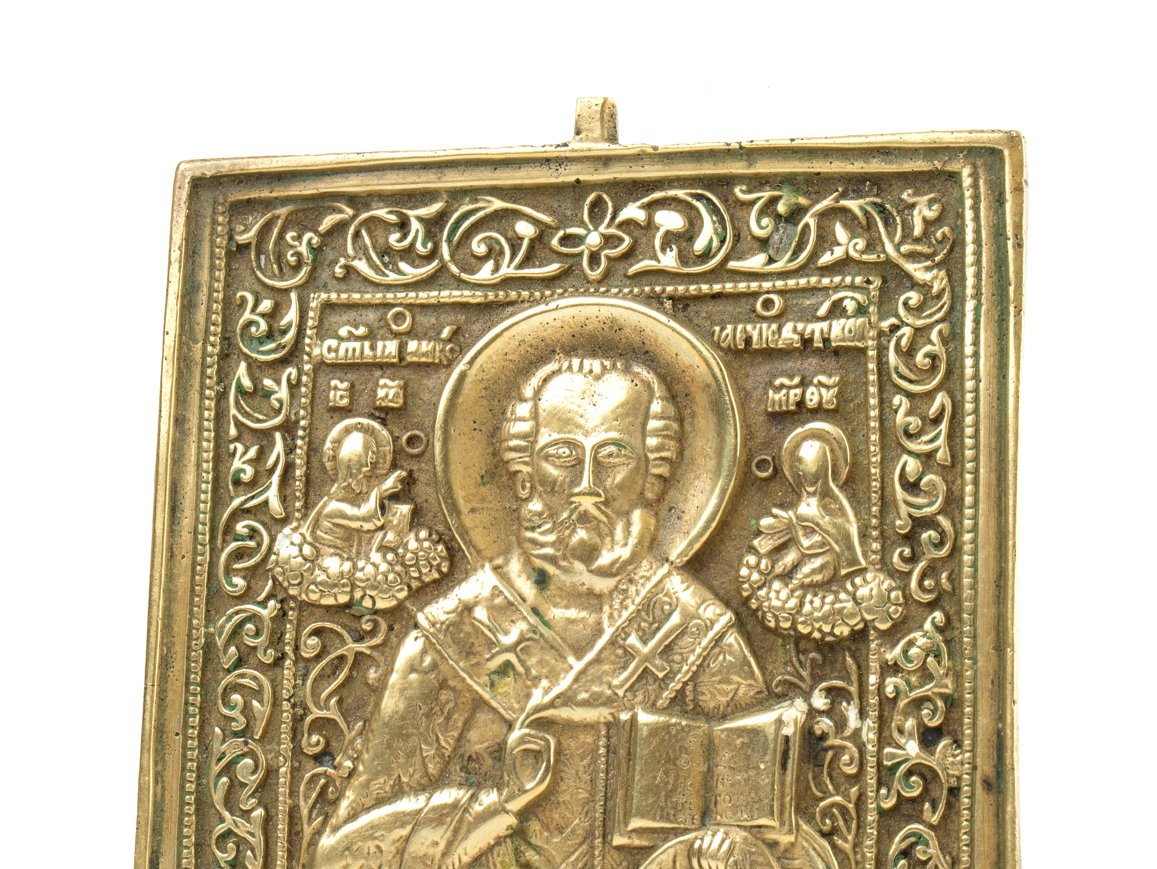 Icona da viaggio raffigurante San Nicola di Mira, fusione in bronzo (XIX secolo)