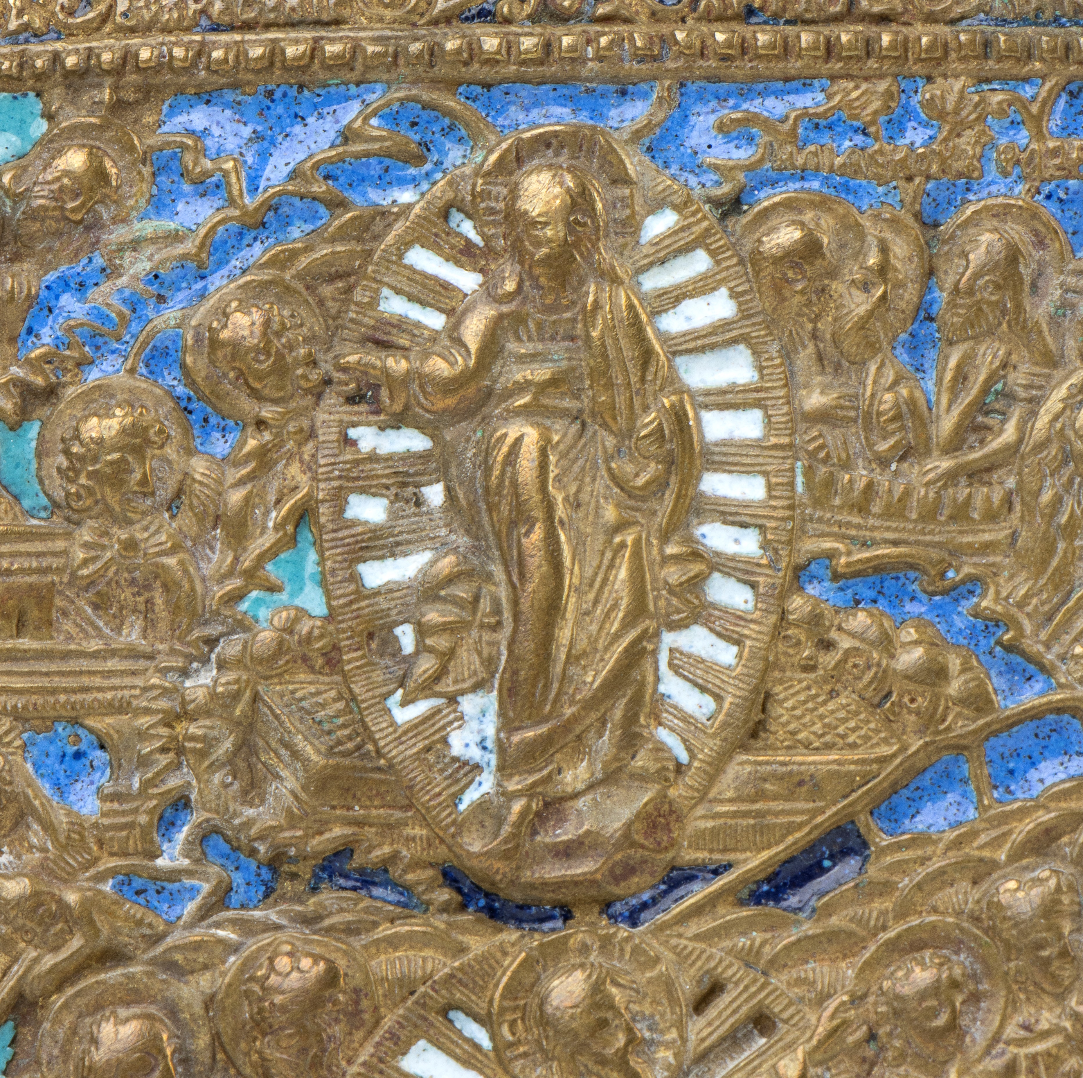 Icona da viaggio del Ciclo Pasquale (Anastasis e Risurrezione dal Sepolcro), fusione in bronzo co...