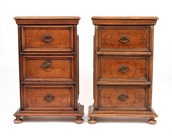 Pair of Italian walnut nightstands
