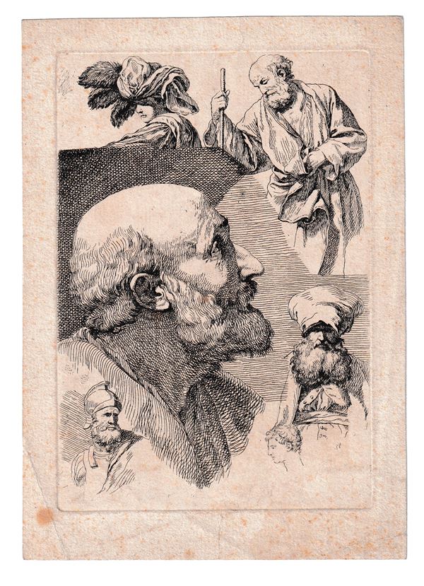 René Michel (Michel Ange) Slodtz - Studi di teste e figure