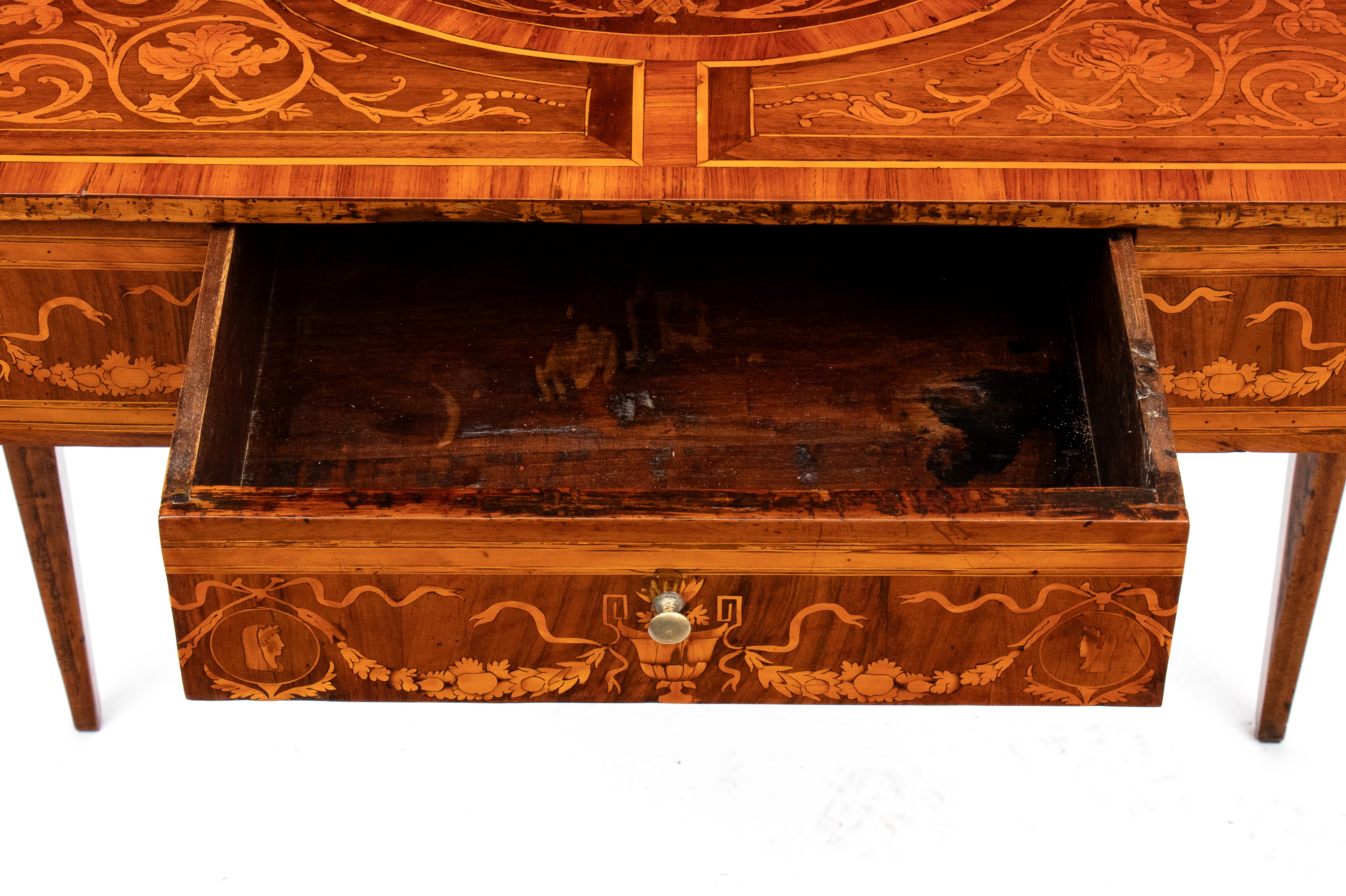 Tavolo scrittoio intarsiato Luigi XVI