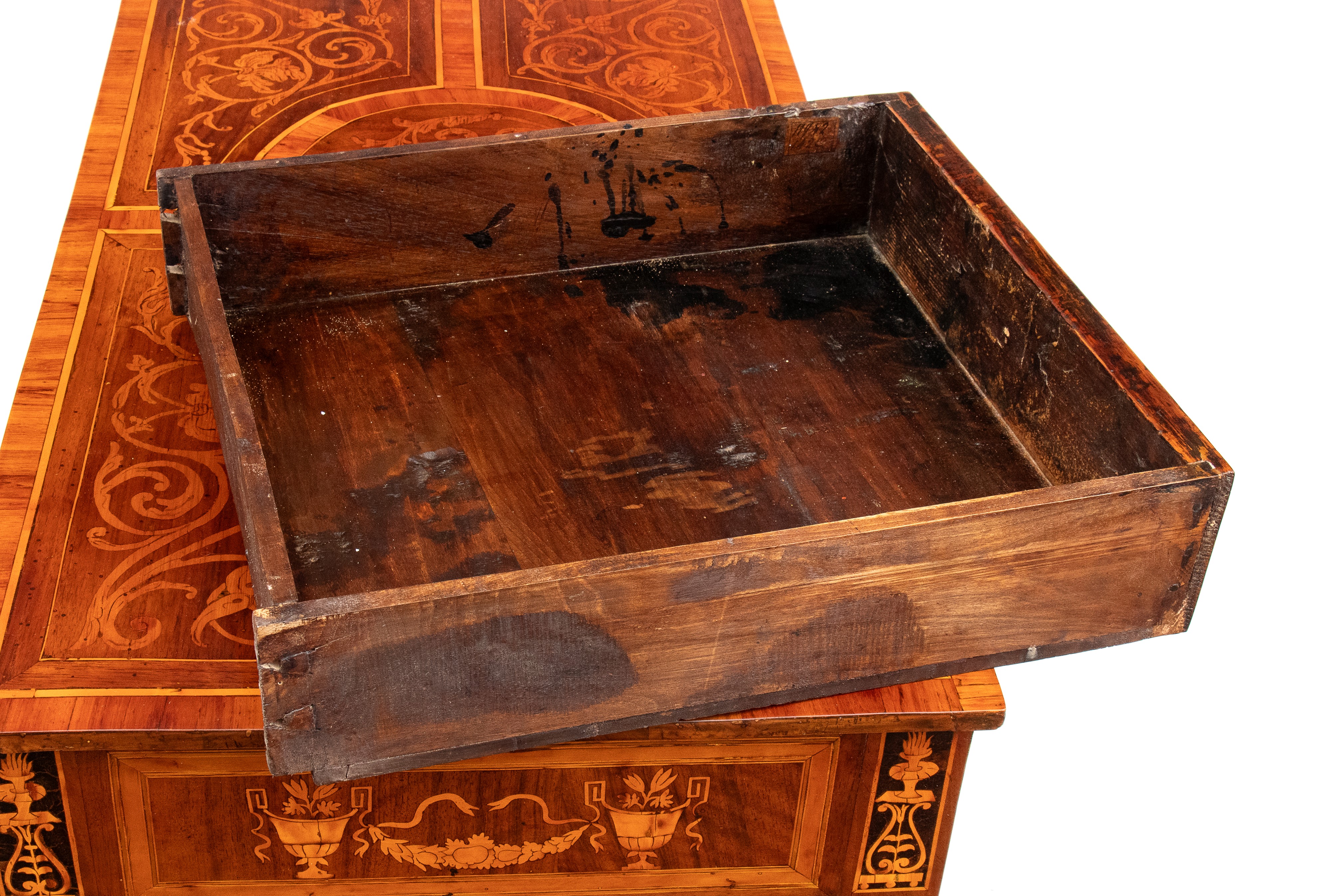 Tavolo scrittoio intarsiato Luigi XVI