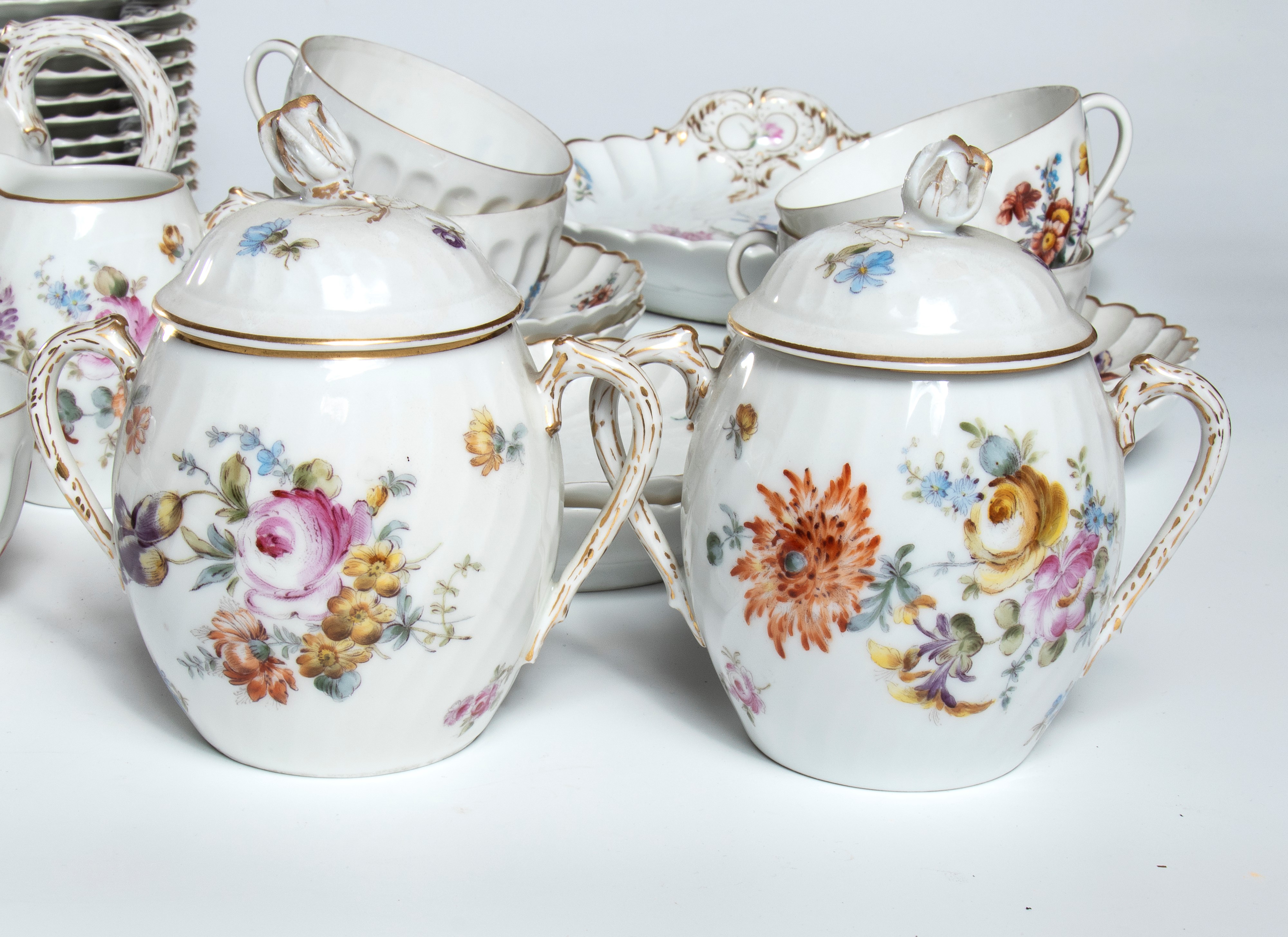 Nymphenburg, Servizio da tè in porcellana decorata