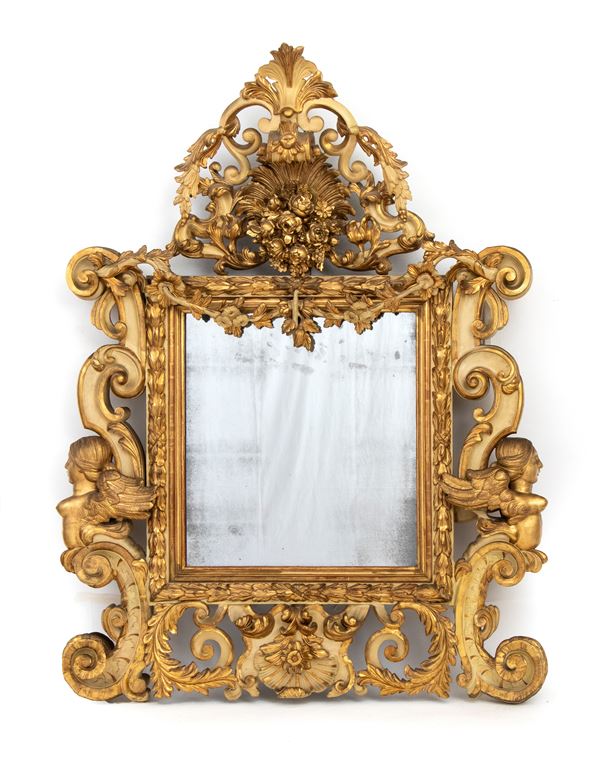 Gilded and lacquered Italian mirror