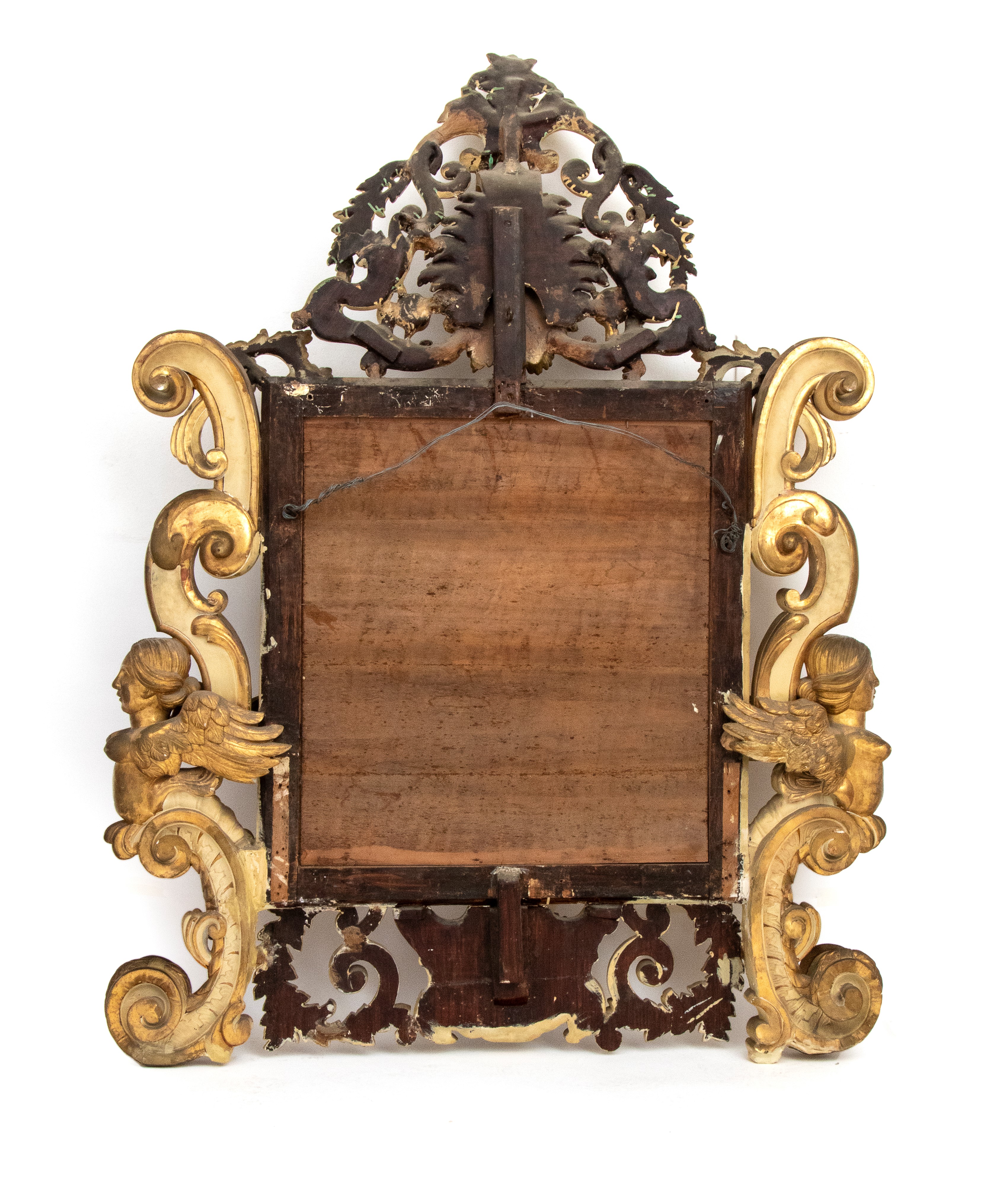 Specchiera italiana dorata e laccata