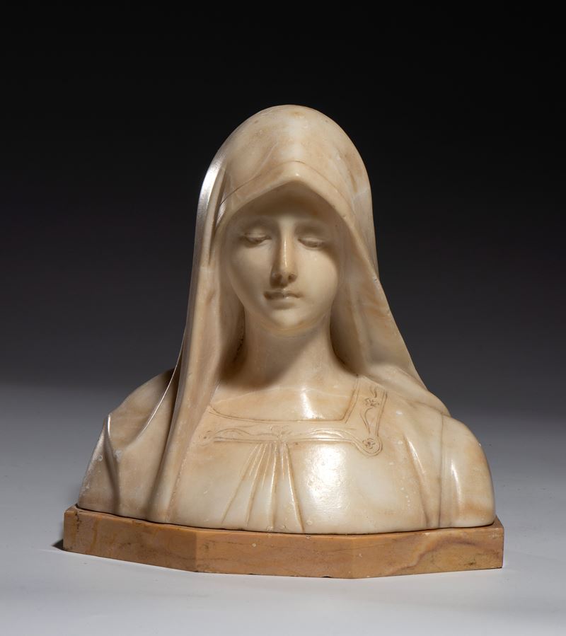 Aurili Richard - Busto della Vergine, inizio XIX secolo, scultura in marmo, 21 x 20 x 10 cm