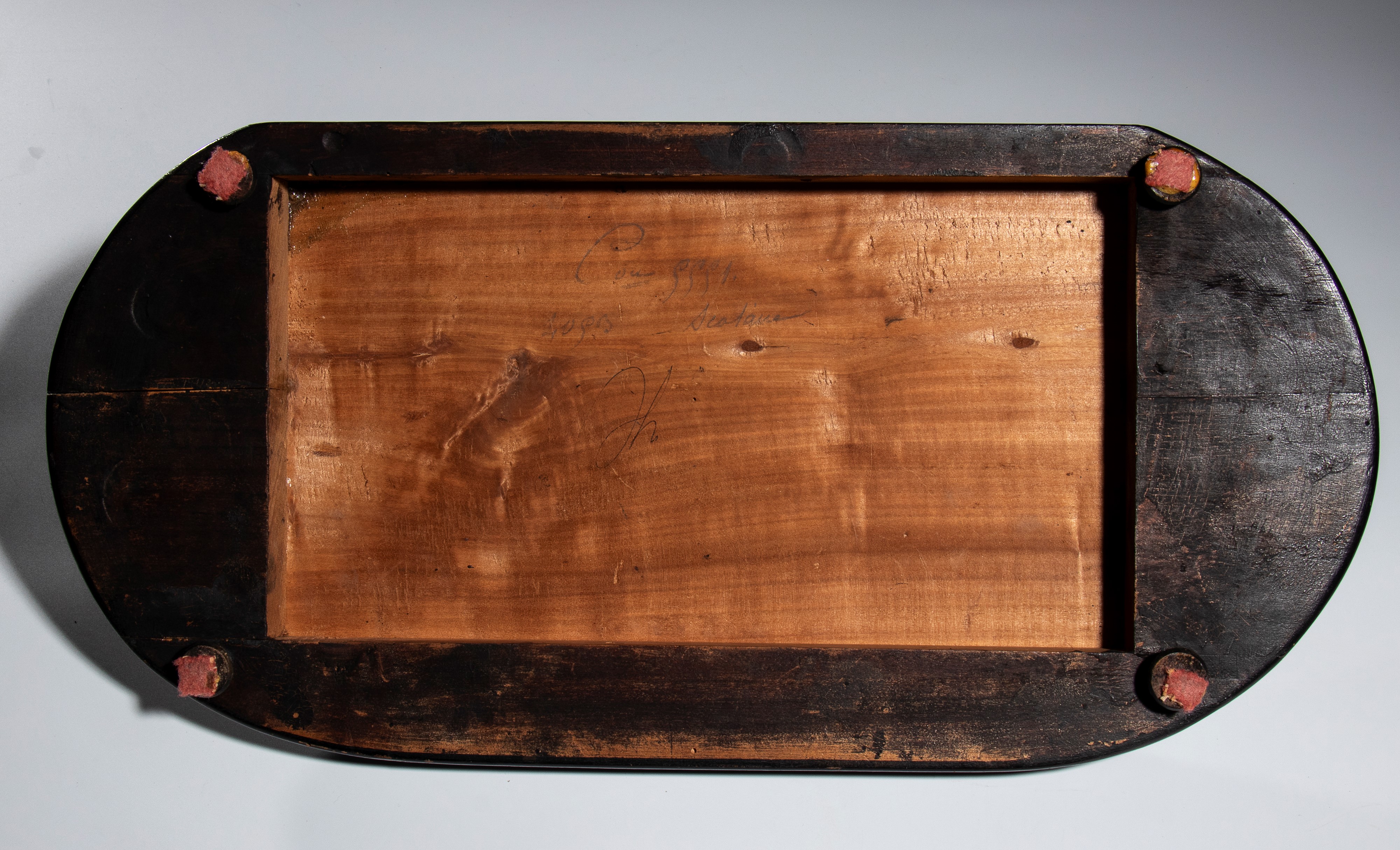 Campana espositiva, fine XIX secolo, legno ebanizzato con base a cupola