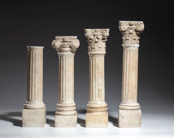 Four models of Louis XVI-style columns