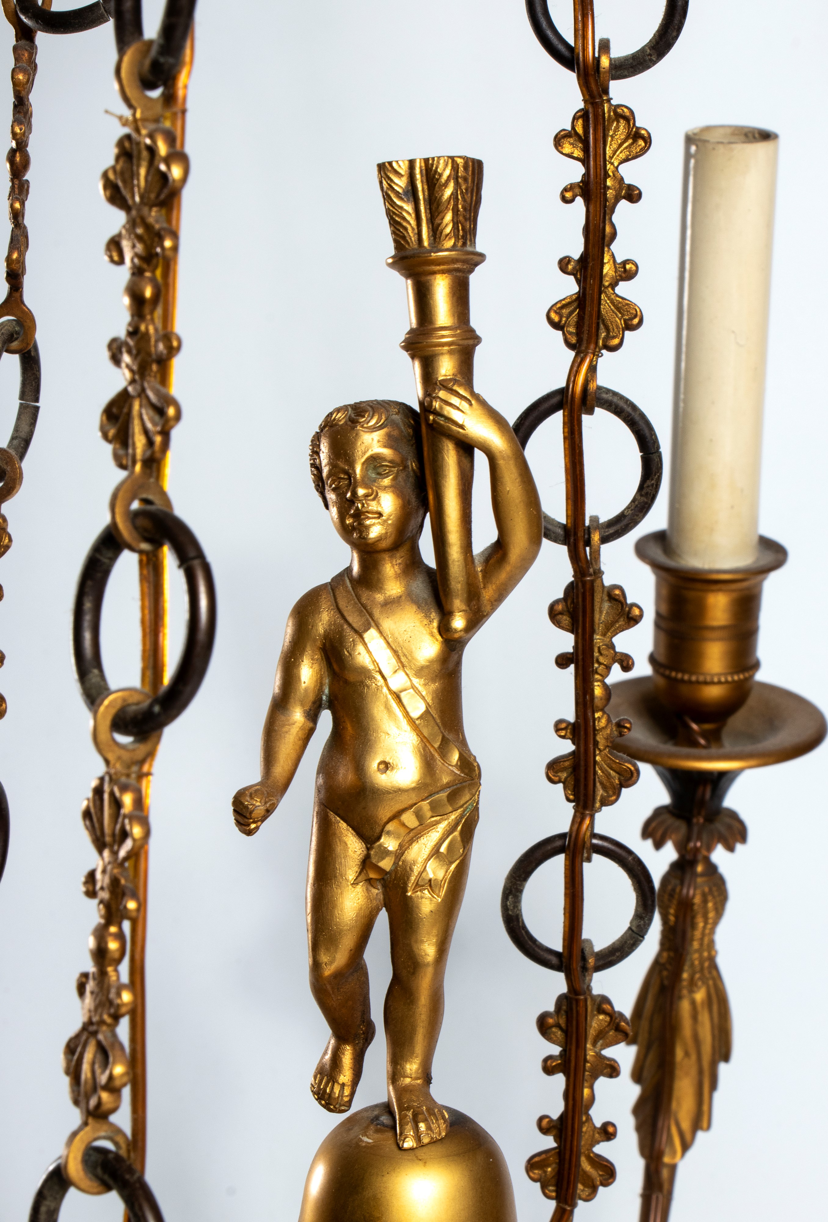 Lampadario in bronzo dorato stile Impero