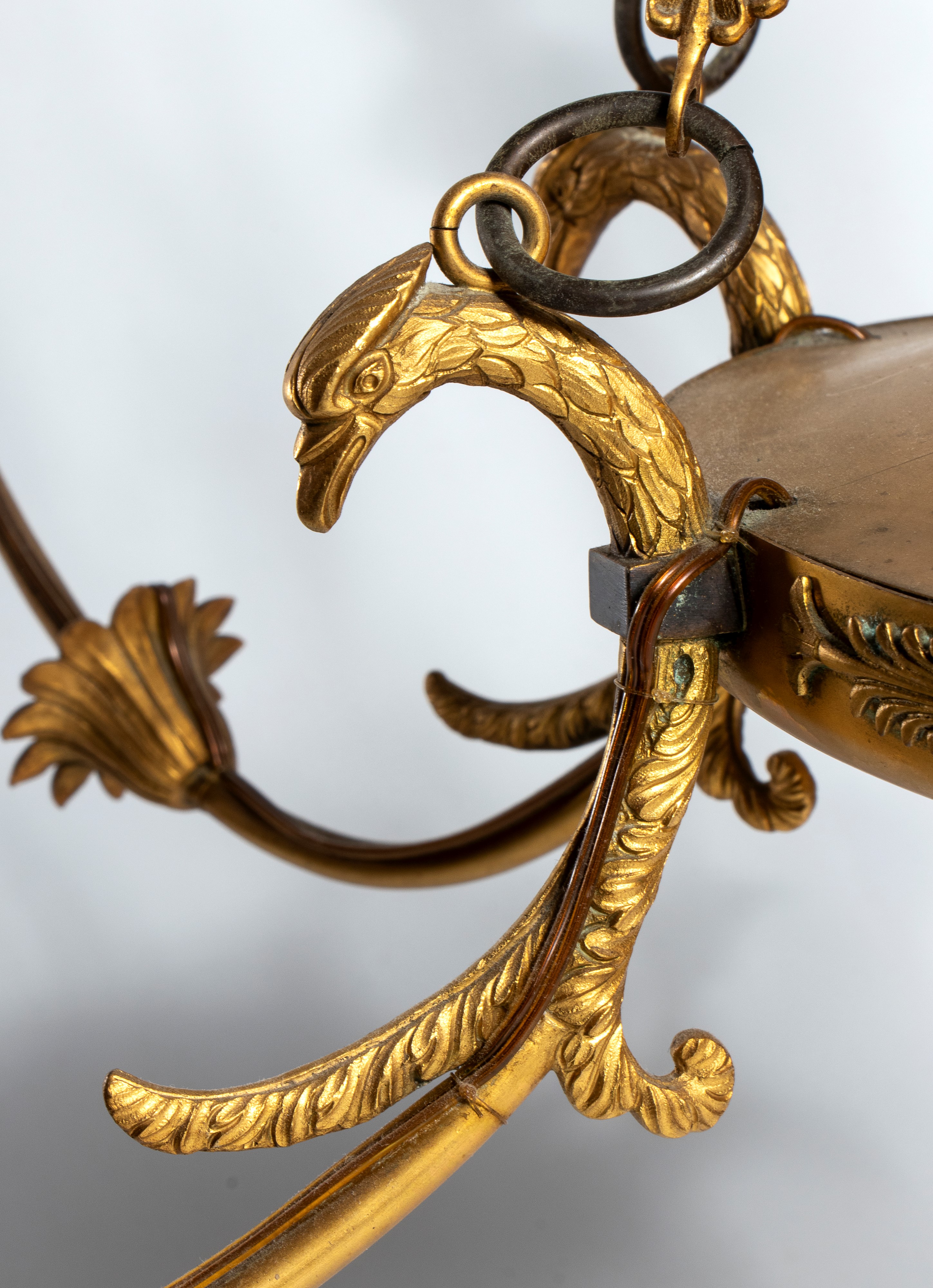 Lampadario in bronzo dorato stile Impero