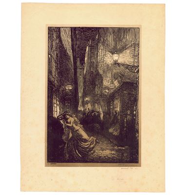 La rafle - Xilografia a chiaroscuro del 1910